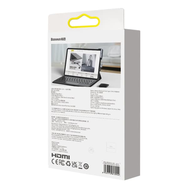 6in1 PadJoy HUB USB Port Splitter för Smartphone Tablet USB-C HDMI SD TF Mörkgrå