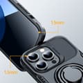 Miniatyrbillede 3 af 8: Taske til iPhone 14 Pro, pansret cover med stativ og ringholder, sort