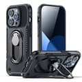 Miniatyrbillede 1 af 8: Taske til iPhone 14 Pro, pansret cover med stativ og ringholder, sort