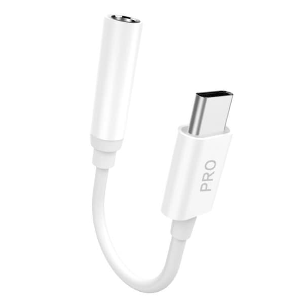 Lydadapter hodetelefonadapter fra USB-C til 3,5 mm minikontakt hvit