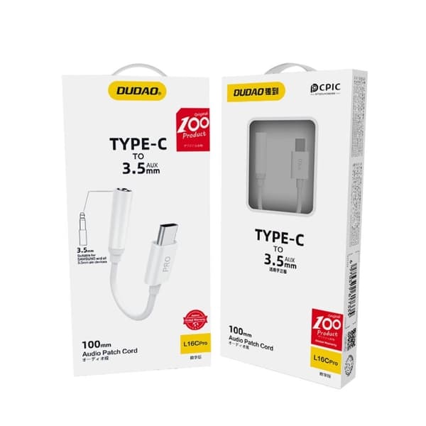 Lydadapter hodetelefonadapter fra USB-C til 3,5 mm minikontakt hvit