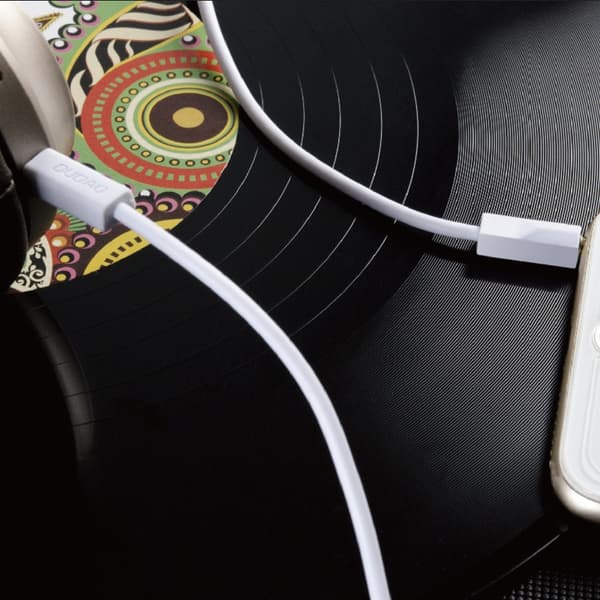 Kabel stereo lydkabel AUX mini jack 3,5mm 3-polet 1m hvit