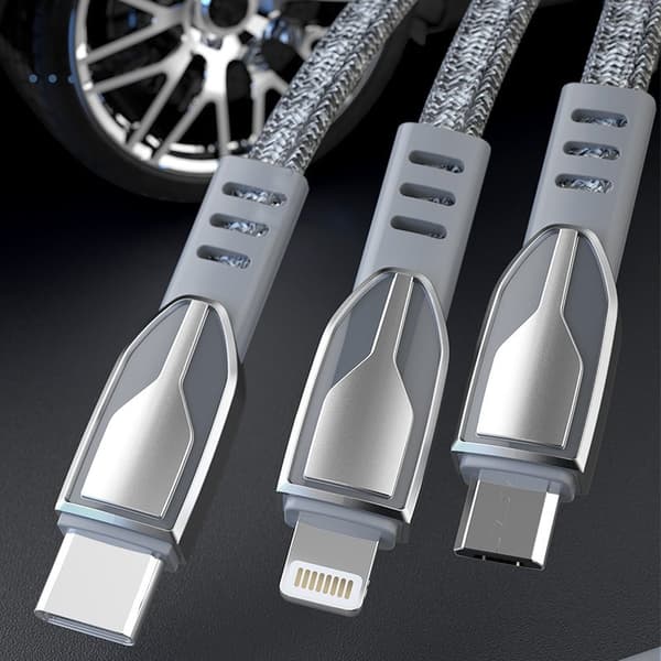 Slitstark flätad kabel USB - micro USB 5A 1m grå