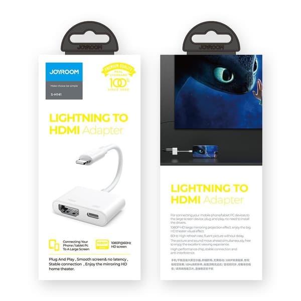 iPhone Lightning - HDMI FullHD + Lightning adapteri valkoinen