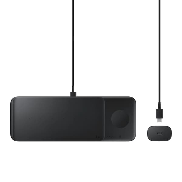 TRIO ladestasjon for Galaxy Watch-telefoner, TWS-hodetelefoner + USB-C-kabel, svart