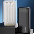 Miniatyrbillede 2 af 7: Rummelig 20000mAh powerbank med 3 indbyggede USB-C microUSB Lightning-kabler, hvid