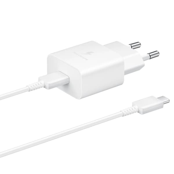 USB-C 15W PD AFC vægoplader + hvidt USB-C kabel
