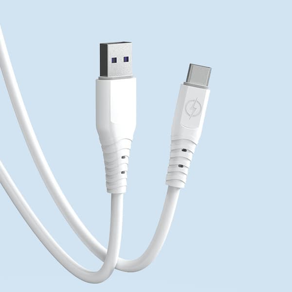 Fleksibelt kabel USB - USB-C 6A 1m hvid