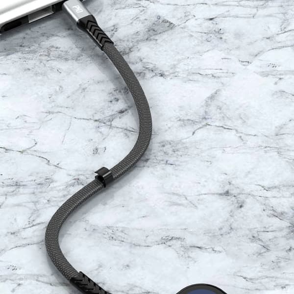 Kort flatkabel til iPhone USB-C - Lightning L10P PD 20W 23cm svart