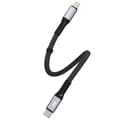 Miniatyrbilde 1 av 6: Kort flatkabel til iPhone USB-C - Lightning L10P PD 20W 23cm svart