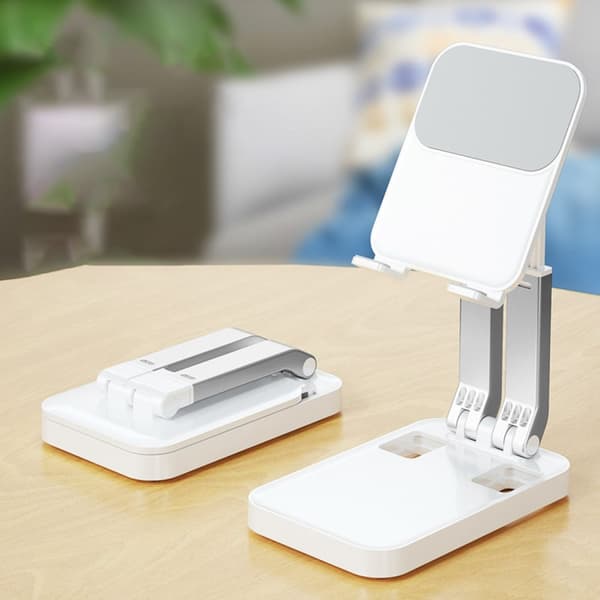 Sammenleggbart stativ for telefonnettbrett opptil 12,9'' hvit