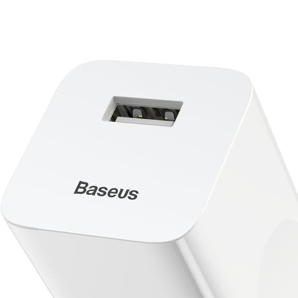 Seinälaturi, virtalähde USB Quick Charge 3.0 -kaapelille, valkoinen