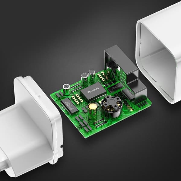 Seinälaturi, virtalähde USB Quick Charge 3.0 -kaapelille, valkoinen