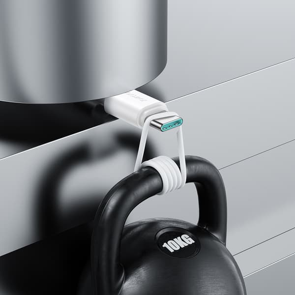 Fleksibelt holdbart USB - USB-C kabel til opladning og dataoverførsel 1m hvid