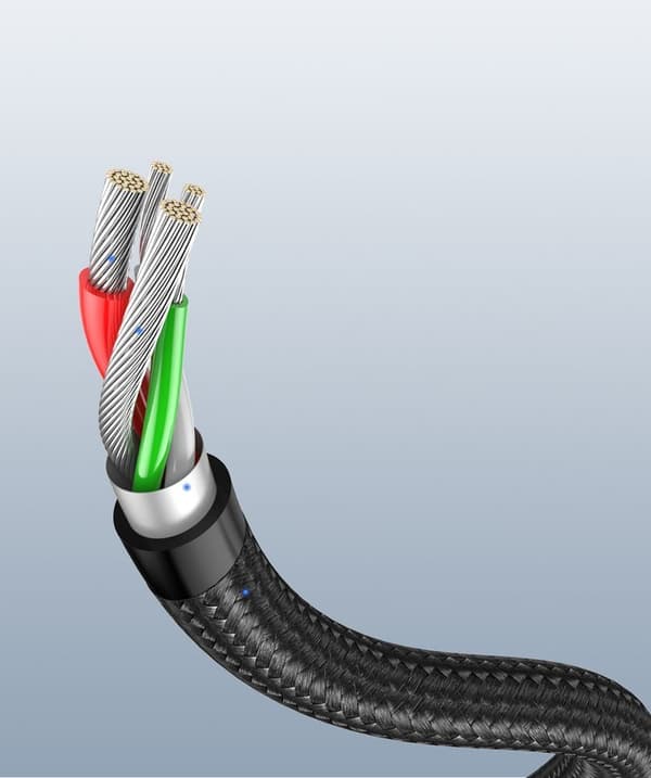 Stark flätad vinklad kabel USB - USB-C QC 3.0 3A 2m grå