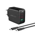 Miniatyrbillede 3 af 5: 2-i-1 vægoplader 2x USB-C USB 65W + USB-C kabel sort