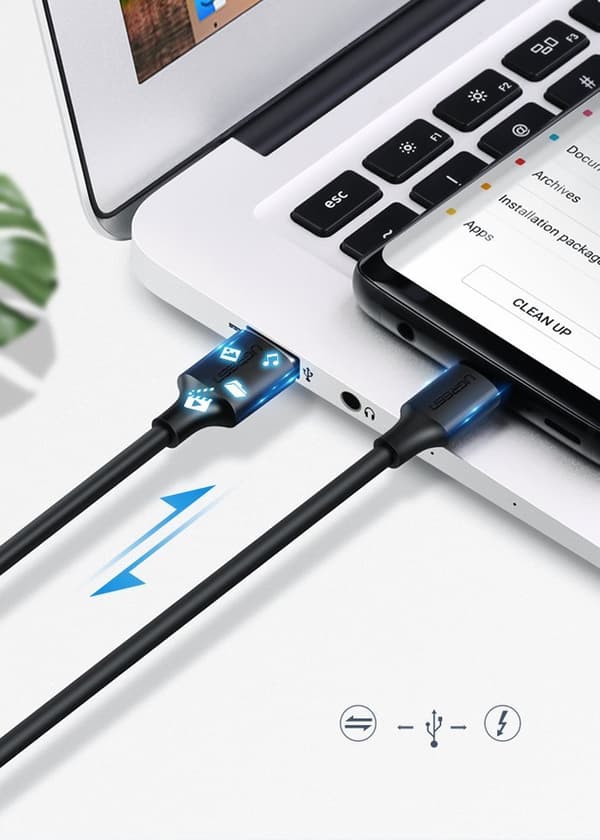 Kabel USB - USB-C 2A 2m sort