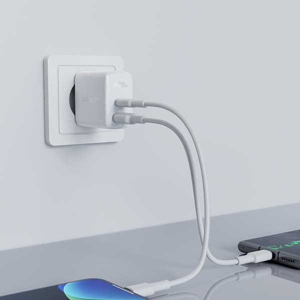 USB-C USB 32W vægoplader PPS PD QC 3.0 AFC FCP hvid