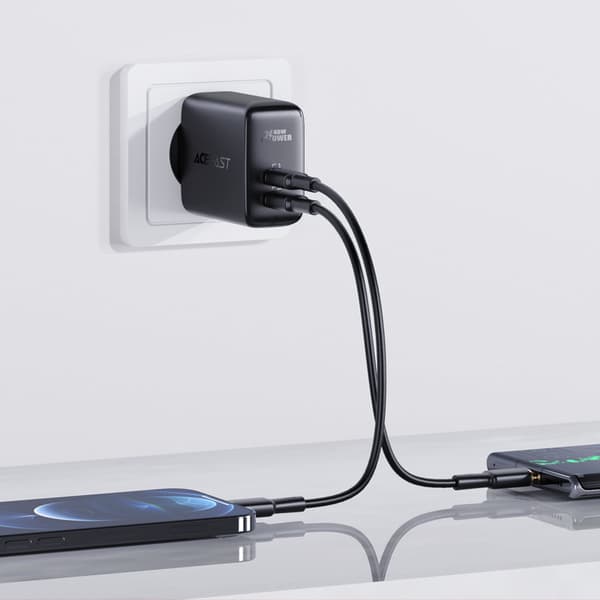 2x USB-C 40W netoplader PPS PD QC 3.0 AFC FCP sort