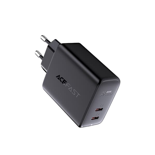 2x USB-C 40W netoplader PPS PD QC 3.0 AFC FCP sort
