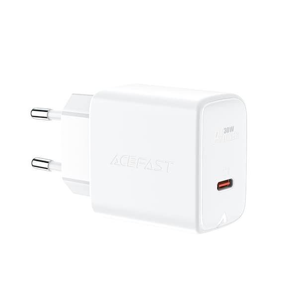 GaN USB-C 30W PD QC 3.0 AFC FCP nätverksladdare vit