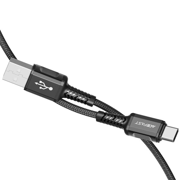 Flätad kabel USB - USB-C 3A 1,2m svart