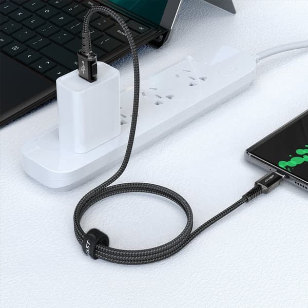 Flätad kabel USB - USB-C 3A 1,2m svart