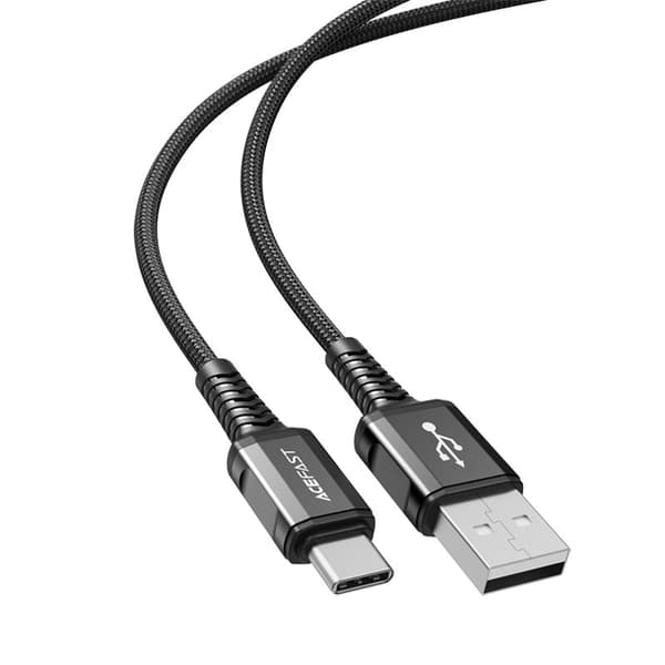 Flätad kabel USB - USB-C 3A 1,2m svart