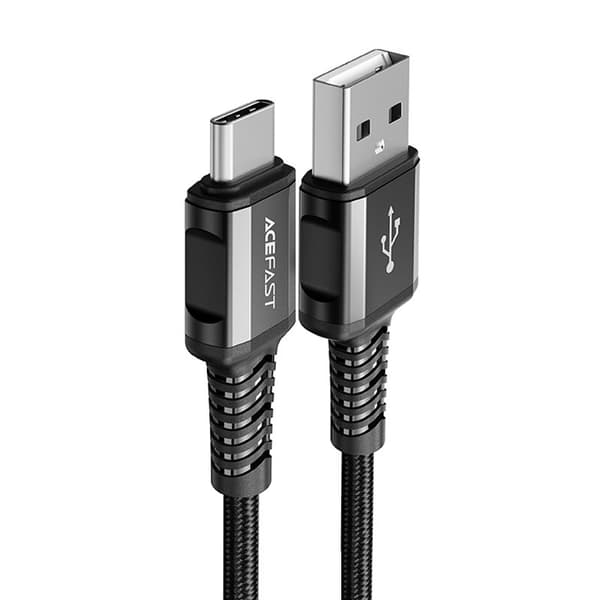 Flätad kabel USB - USB-C 3A 1,2m svart