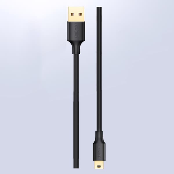 Kabel USB - mini USB 5-stift guldpläterad 0,5m svart