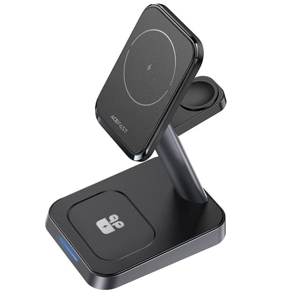 3-i-1 Qi-lader 15W med magnetisk holder for iPhone Apple Watch og AirPods svart
