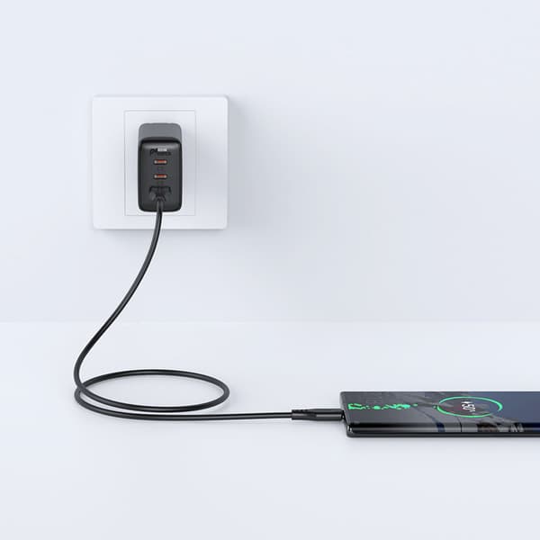 Telefonkabel USB - USB-C 3A 1,2m sort