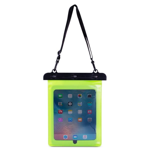Vedenpitävä PVC-tablettikotelo säädettävällä ulkoiluhihnalla - vihreä