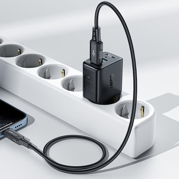 GaN nettverkslader 2x USB 18W QC 3.0 AFC FCP hvit