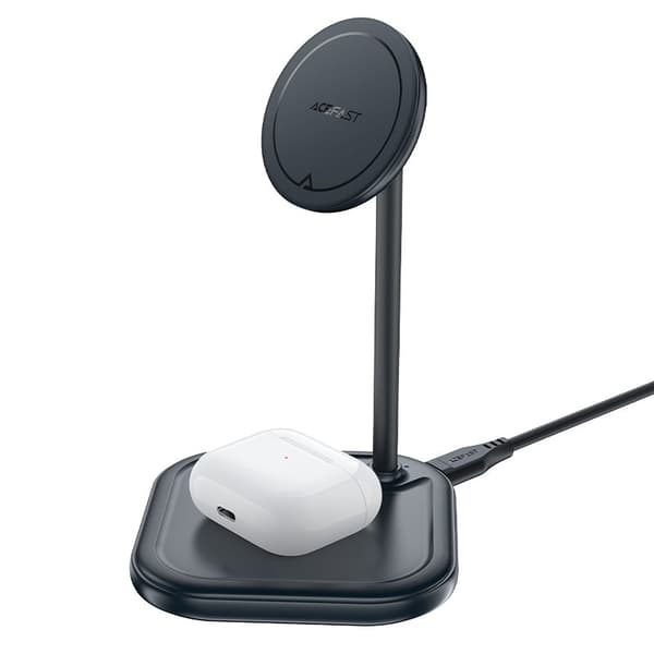 2in1 Qi 15W langaton laturi ja teline iPhonelle ja Apple AirPods E6 mustalle