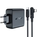 Miniatyrbilde 2 av 4: GaN rask nettverkslader 3x USB-C 1x USB-A + vinklet USB-C-kabel 100W 2m svart