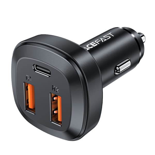Biloplader 2x USB 1x USB-C 66W Strømforsyning QC 4.0 sort