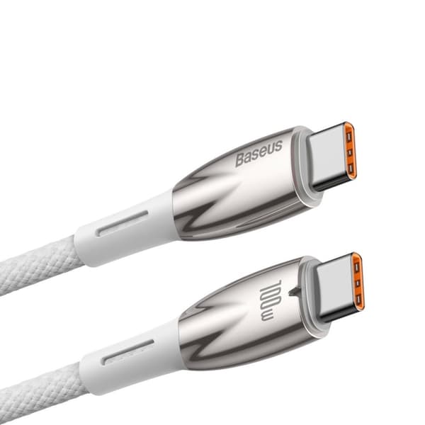 Glimmer Series USB-C 480Mb/s PD 100W hurtigladekabel 2m hvit