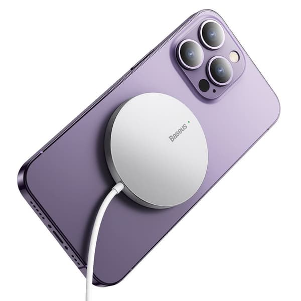 Liten induktiv lader for MagSafe Simple Mini3 15W telefon, sølv