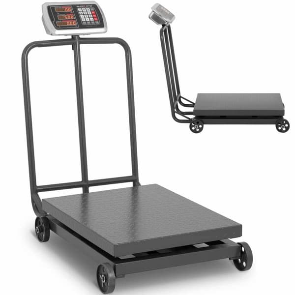 Teollinen tasovaaka pyörillä 600 kg / 100 g LCD