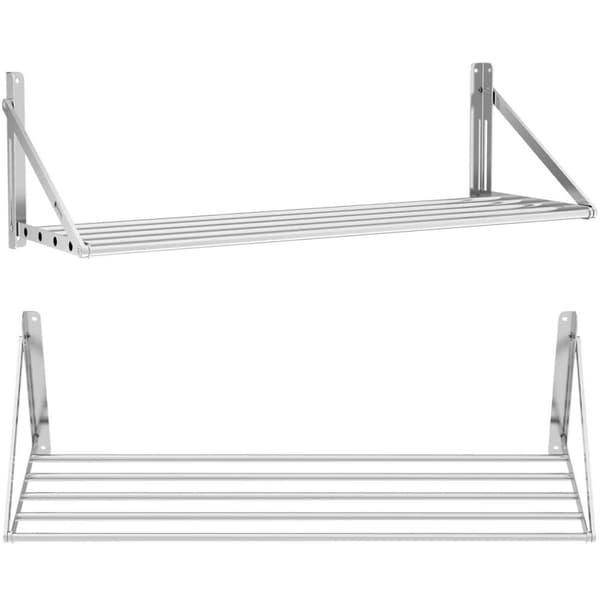 Væghylde, hængende, rustfrit stål, foldbar, 120 x 45cm