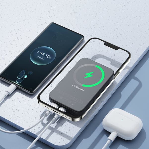 Mini Power Bank 10000mAh magnetisk med QC PD USB-lader USB-C svart