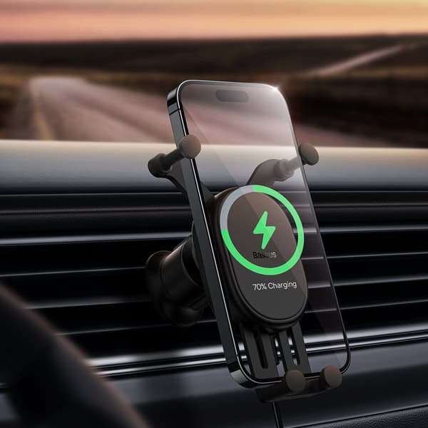 Bilholder med 15W induktiv lader til luftventil, sort
