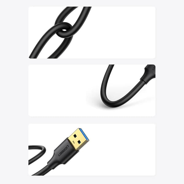 Kabel USB-A 3.0 5Gb/s 0.5m svart