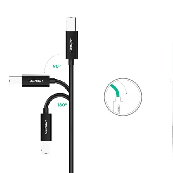 Skrivarkabel USB-C - USB-B 480Mb/s 2m svart