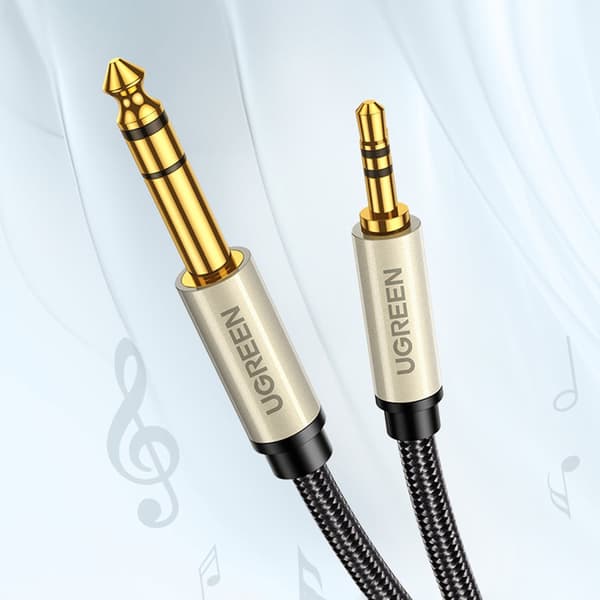 Kabellydadapter TRS mini jack 3,5 mm - jack 6,35 mm 1 m grå