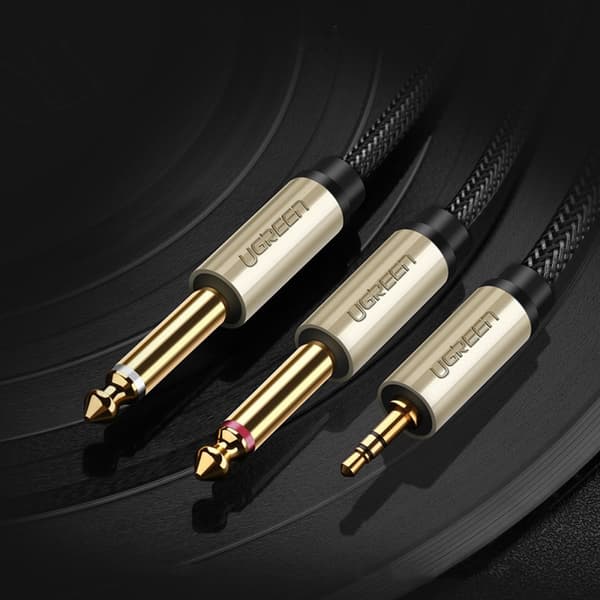 Kabel audio splitter mini jack 3,5 mm - 2x jack 6,35 mm 1 m grå