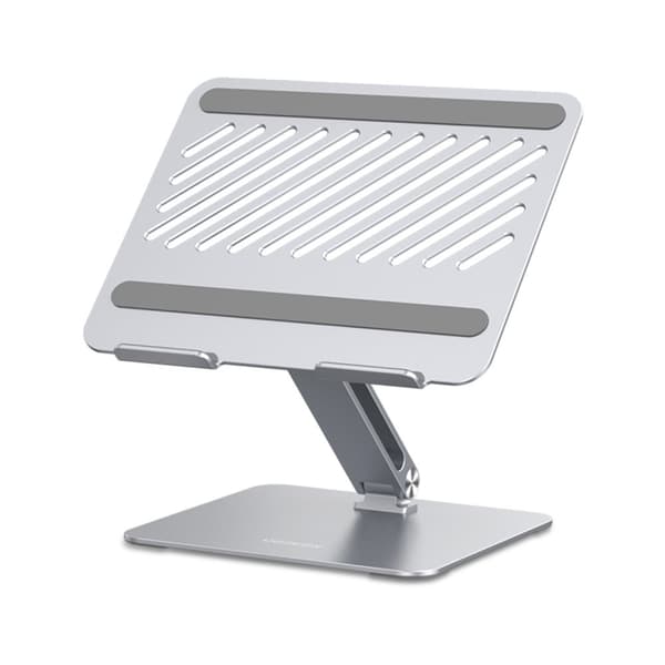 Stander, foldbart stativ til laptop og tablet, til stående arbejde, sølv