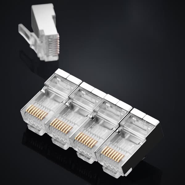 RJ45 stik til 8P8C UTP Cat parsnoet kabel. 6 sølv - SÆT med 10 stk.