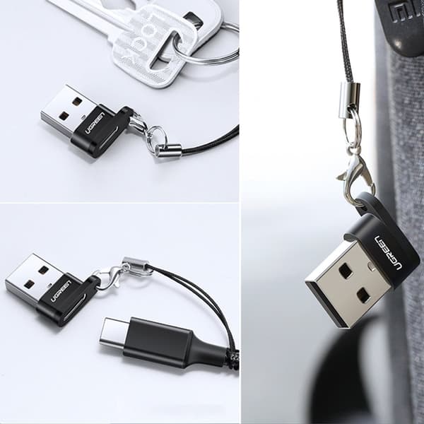 Stikkontaktadapter fra USB-C til USB-plugg, sort
